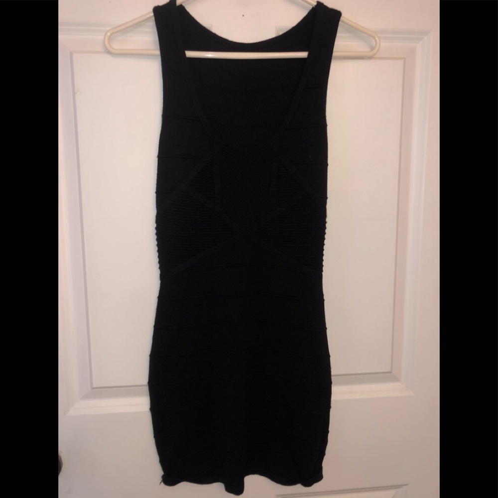 Tight fitting black dress